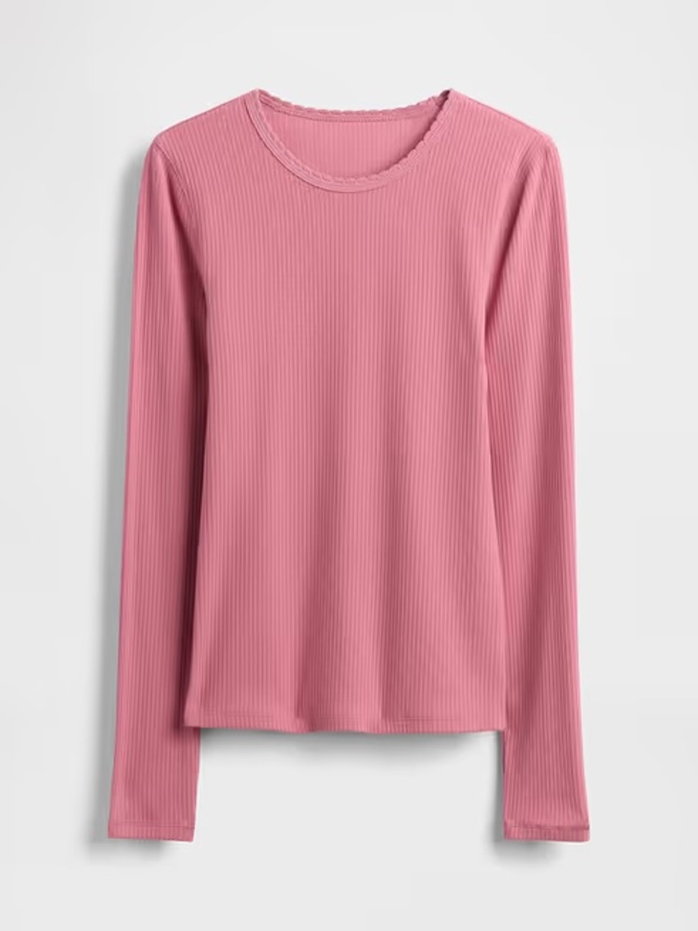 NWT Gap Pointelle Rib Long Sleeve Tee in Pink - Sz M Tall